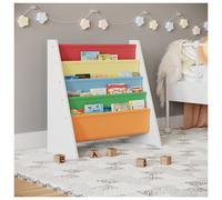 Urbn-Living Urbnliving 63Cm Width Kids Children Mdf & Fabric Display Bookshelf Sling Open Storage 4-Tier Organiser Multicoloured