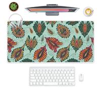 Multicoloured Leaves Desk Pad Large Mouse Mats for Desk with Non-Slip Rubber Base Smooth Face Mouse Pads Gaming 80X40 CM Gaming Mousemat Office Accessories for Gift Mousepad School Home Office