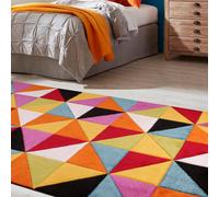 Multicoloured Modern Easy Geometric Rug For Dining Room-80Cm X 150Cm