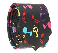 Multicoloured Musical Notes Tie - Original Men's Tie - Neon Fantasy Design on Black Background