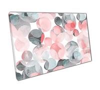 Multicoloured Pastel Pink Grey Watercolour Polka Dot Abstract Spotted Pattern Wall Art Print On Canvas Picture For Home Office Decor 91x61cm (36x24In)