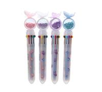 Multicoloured Pens, Multicoloured Ballpoint Pen, Retractable Ballpoint Pen, 4 Pack, 10-in-1 Roller Ball Colour Ballpoint Pen for Office School Supplies, Students, Children, Gift, Cute Cartoon