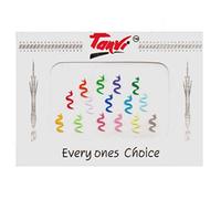 Multicoloured Snake Shaped Bindi's - Pack of 15pc - 7mm