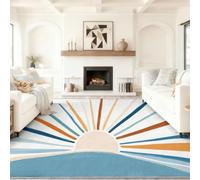 Multicoloured Soft Short Pile Rug 80 x 150 cm, Scandinavian Minimalism Style Non Slip Durable Material, Bohemian Abstract Geometric Lines Printed Washable Rug for Entryway Kitchen Office Dining Room