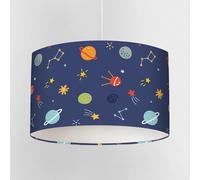 Multicoloured Space Lampshade - Rocket and Planet Design for Kids - 20cm, 30cm or 40cm Drum - Ceiling Pendant or Lamp Base - Children's Bedroom or Nursery Light Shade