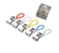 Multicoloured Towel Clips with Metal Clamps, Set of 5, Hanging Loop Design