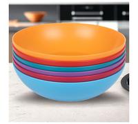 (Multicoloured) Unbreakable Plastic Deep Round Reusable Dinner & Picnic Plates 6pcs