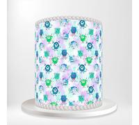 Multicoloured Whimsical Monsters Creatures Quirky Wrap Around Print A4 Edible Paper Icing Sheet Cake Topper Side Ribbon Border Decor for Personalised Themed Decorations SC