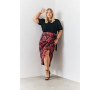 Multicoloured Wrap Front Rose Midi Skirt In The Style Black 24