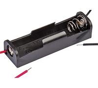 MULTICOMP PRO 1x AA Battery Holder - Coil Spring Contact, Flat Wire Leads 150mm, Black PP Resin, Single AA Battery Mount for Electronics, DIY Projects & Maintenance - MP000328