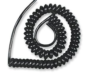MULTICOMP PRO 3-Core Coiled Mains Flex - 1A, 0.22mm², 1.5m Length, Black PVC Sheath | Flexible Retractile Cable for Power & Networking Applications