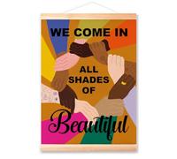 Multicultural Diversity Equality Poster Hanger Frame for Classroom School Office Nursery Wall Decor,We Come In Shape of Beautiful Canvas Wall Art Poster Print Wall Hanging 16x12in