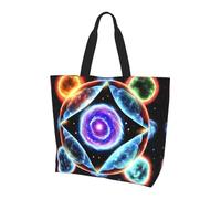 Multidimensional Space Printed tote bag, shoulder bag, suitable for travel, beach, and everyday shopping., Cosmic Stars, One Size