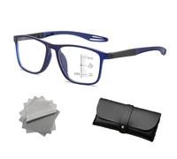 Multifocal Glasses Smart Adaptive Technology, Progressive Multifocal Reading Glasses for Women & Men Near and Far Sighted (4.0+,Blue)