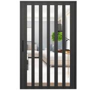 Multifold Sliding Barn Door, Black Aluminum Interior Folding Accordion Door with Top Track for Room Divider in RV, Mobile Home, Bedroom, Kitchen