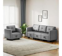 Multifunctal 3 Seater Sofa Bed L Sd Couch with Sto Removable Back Cushs Versatile Corner Sofa (1 Seat + 3 Seat) for Living Room