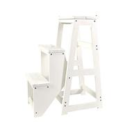 Multifunctal 3Level Folding Stool with WooLadder White Step Stool (29 x 57 x 77 cm) Ideal for Home Kitchen and Office Use