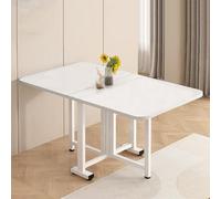 Multifunctal Drop-Leaf Kitchen Table on Wheels - Portable Extendable Dining Fur for Work Study & Meals - Simple Design (B 120x80x75CM/47.2x31.5x29.5IN)