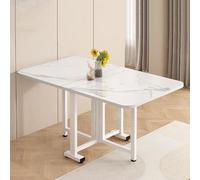 Multifunctal Drop-Leaf Kitchen Table on Wheels Portable Extendable Dining Table for Work Study & Dining 100x80x75CM (39.4x31.5x29.5IN)