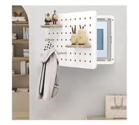 Multifunctal Electric Meter Box Cover - Detive Wall Fuse Box Lid with Wooden Shelf & Pegboard - Slish White Home Art - 40 x 30cm for Modern Interiors