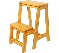 Multifunctal Folding Step Ladder Chair Solid Wood 2 Step Stool for Home Library Entrance & Flower Stand Sturdy Bed Step Stool for High Beds