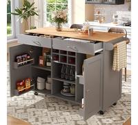Multifunctal Kitchen Island with Versatile Buffet Cabinet & Serving Cart for Dining RoomSpaceSaving Design with ack Shelves & Easy li