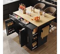 Multifunctal Kitchen Island with Versatile Buffet Cabinet & Serving Cart for Dining RoomSpaceSaving Design with ack Shelves & AmpleSoluts