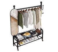 Multifunctal Metal Clothing Rack with Wheels & Mirror Simple & Sturdy Design Heavy-Du Great Capaci Perfect for Dresses & Accessories Sto
