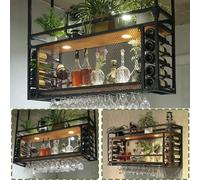 Multifunctal Metal Wine Rack - 2-Tier Industrial Bar Cabinet with Shelves 75 x 30 x 50 cm - Slish s Holder for Home Restaurants & Bars - Space-Saving Solut