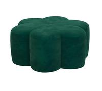 Multifunctal Petal Coffee Table Upholstered Green Footrest Stool & Accent Side Table for Living Room & Bedroom (60x40cm / 24x16inch)