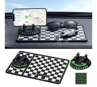 Multifunction Car Anti Slip Dashboard Accessories Mat with 360°Rotatable Phone Holder | Temporary Parking Number, Large Pad Car Gadgets for Phone Sunglasses Daily Essentials