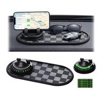 Multifunction Car Anti Slip Dashboard Accessories Mat with Adjustable 360°Rotatable Phone Holder | Temporary Parking Number, Large Pad Car Gadgets for Phone Sunglasses Daily Essentials (Gray)