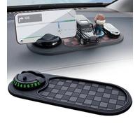 Multifunction Car Anti-Slip Mat, 4-in-1 Auto Universal Phone Holder-Rotatable Car Phone Holder Dashboard Mat,Universal Anti-Slip Pad with Parking Number Sticker, Large Storage for Phones, Glasses,Key