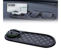 Multifunction Car Anti-Slip Mat Auto Universal Phone Holder, Multifunctional Vehicle-Mounted Anti-Slip Mat, 360° Rotatable Anti Skid Car Dashboard Pad with Temporary Parking Number Plate (Grey-A)