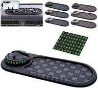 Multifunction Car Anti-Slip Mat Phone Holder - 4-in-1 Rotatable Car Dashboard Pad with Temporary Parking Number, Universal Phone Mount Organizer for Keys & Sunglasses