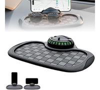 Multifunction Car Dashboard Mat, 2026 New Anti Slip Mat for Car Dashboard, 9.2" x 7" Anti-slip Pad & Rotatable Phone Holder & Temporary Parking Number, Storage Accessory for Most Vehicles (Gray)