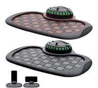 Multifunction Car Dashboard Mat, 2026 New Anti Slip Mat for Car Dashboard, 9.2" x 7" Anti-slip Pad & Rotatable Phone Holder & Temporary Parking Number, Storage Accessory for Most Vehicles (Gary+Brown)