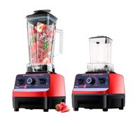Multifunction Commercial Blender, Red and Black, High-Speed Smoothie Maker with Double Cup, 19x20x49cm, for Home and Business Use