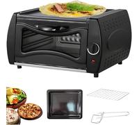 Multifunction Countertop Pizza Oven,1500W Electric Pizza Oven, 50-400℃ Temperature Control, Mini Pizza Stove with Bake Tray/Bake Rack/Tray Handle, for Chapati Roti Lahmacun Manakish Naan