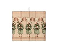 Multifunction Dish Drying Mat Adorable Piglet Cute Vintage Farmhouse Flowers Countertops Protector Pad Washable Dish Draining Board Mats for Glass Mug 46X61cm