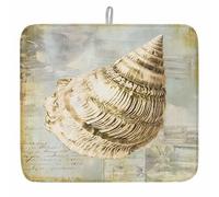 Multifunction Dish Drying Mat Coastal Conch Summer Beach Nautical Ocean Vintage Kitchen Drying Mat with Hanging Loop Drainer Mats for Dishes Mug 46X61cm