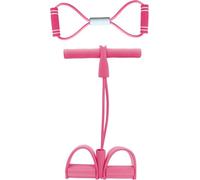 Multifunction Elastic Sit Up Pull Rope Foot Pedal - 4 Tubes Pedal Resistance Band - Chest Expander Ideal Fitness Exercise at Home/Gym - Targeting Arms, Legs & Abdomen for Slimming Training (Pink)