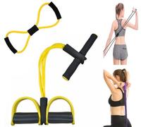 Multifunction Elastic Sit Up Pull Rope Foot Pedal - 4 Tubes Pedal Resistance Band - Chest Expander Ideal Fitness Exercise at Home/Gym - Targeting Arms, Legs & Abdomen for Slimming Training (Yellow)