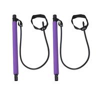 Multifunction Elastic Yoga Stick Pilates Bar with Band Portable Fitness Equipment for Home Gym Office Workout Steel Pipe Rubber EVA Foam 36.2 Inch 2Pcs