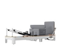 Multifunction Foldable Pilates Equipment, Home Pilates Machine Pilates Reformer with Accessories, Aluminum Alloy Pilates Equipment for Home Gym Yoga Studio (White, Microfiber leather+German spring)