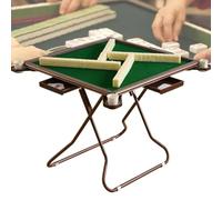 Multifunction Folding Game Table for 4 Players with Cup Holders and Chip Trays, Portable Board Game Surface for Mahjong, Poker, Dominoes, and Card Games