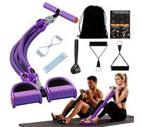 Multifunction Foot Pedal Resistance Band, Upgrade Pedal Resistance Bands with Handle, 4-Tube Exercise Equipment for Home Use, Abdominal Trainer with Resistance Band Women Men, for Full Body Training