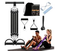 Multifunction Foot Pedal Resistance Band, Upgrade Pedal Resistance Bands with Handle, 4-Tube Exercise Equipment for Home Use, Abdominal Trainer with Resistance Band Women Men, for Full Body Training