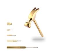 Multifunction Hammer 6 in 1 with Slotted/Flat Head Phillips Screwdriver Claw Hammer Manual, Portable Metal Mini Tool Hammer (Gold)