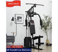 Homcom Multifunction Home Gym Machine With 45Kg Weights Black, Black